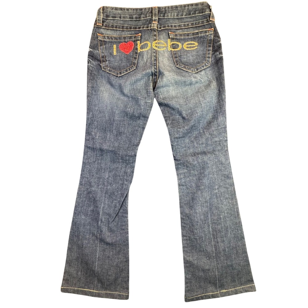 Bebe Y2K Crystal Embellsihed Low Rise Bootcut Jeans‎ Sz 29 Kayla I Heart Bebe